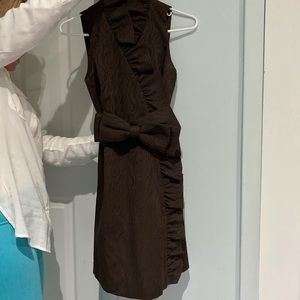 Brown ruffle dress with belt